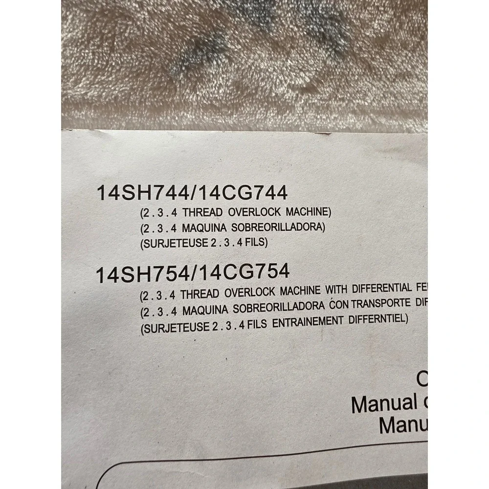 Singer‎ Overlock Manual 14SH744 14CG744 14SH754 14CG754 Operators Guide Serger